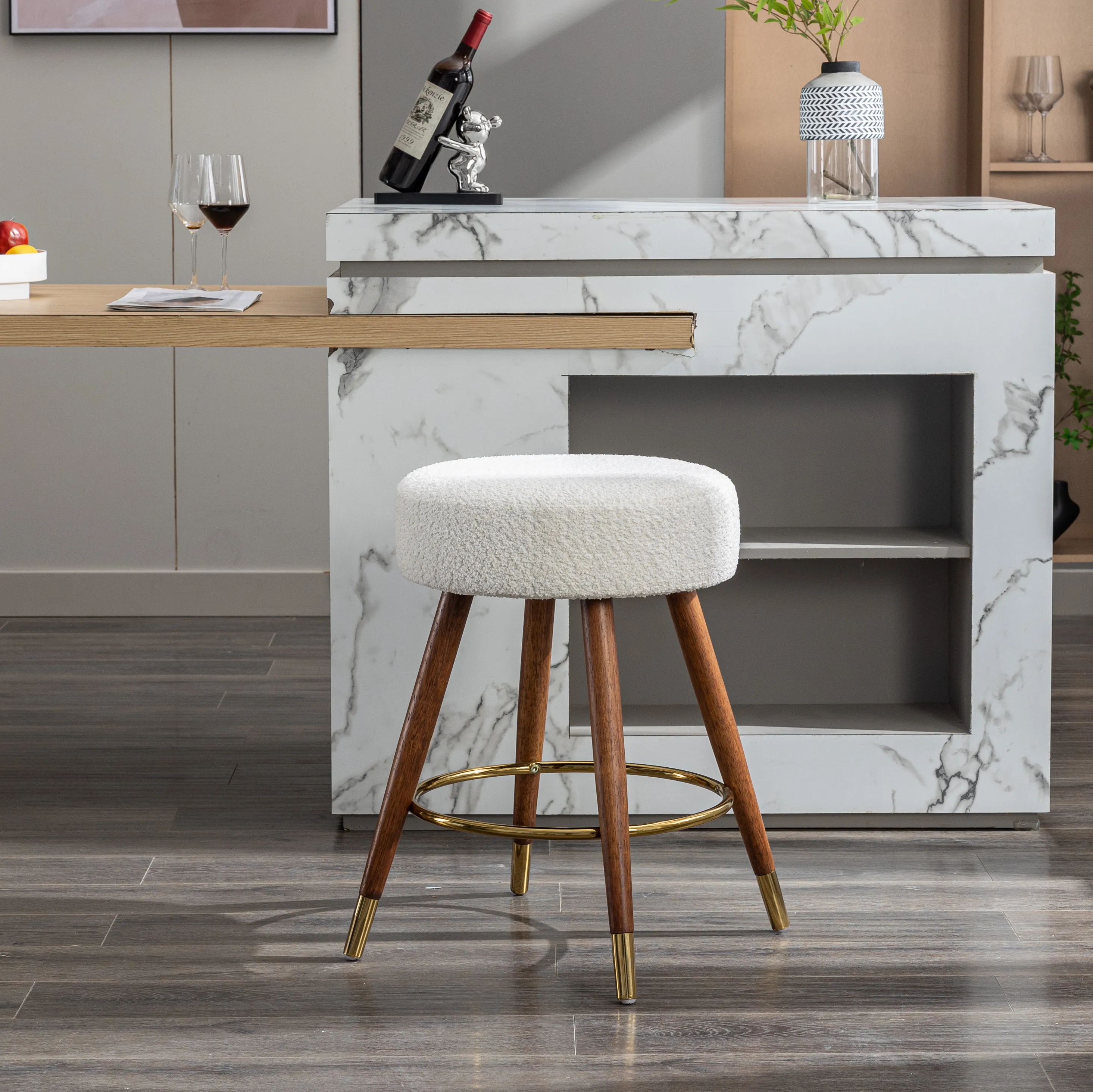 Mid-Century Modern Swivel Solid Wood Counter Stool Mid-Century Modern Swivel Solid Wood Counter Stool