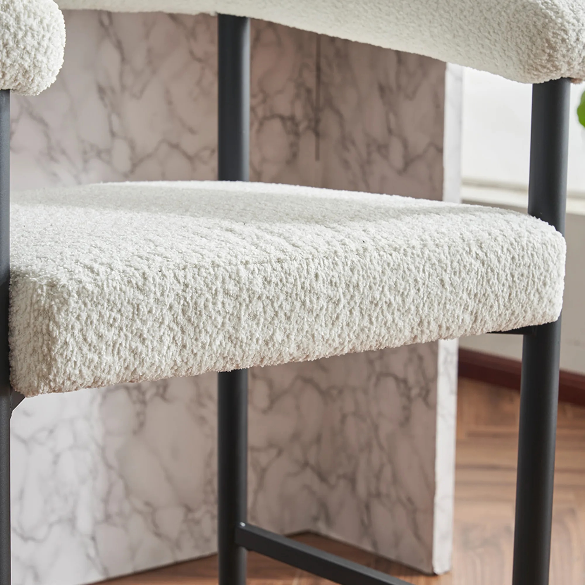 Modern Upholstered Boucle Fabric Counter Height Bar Stools