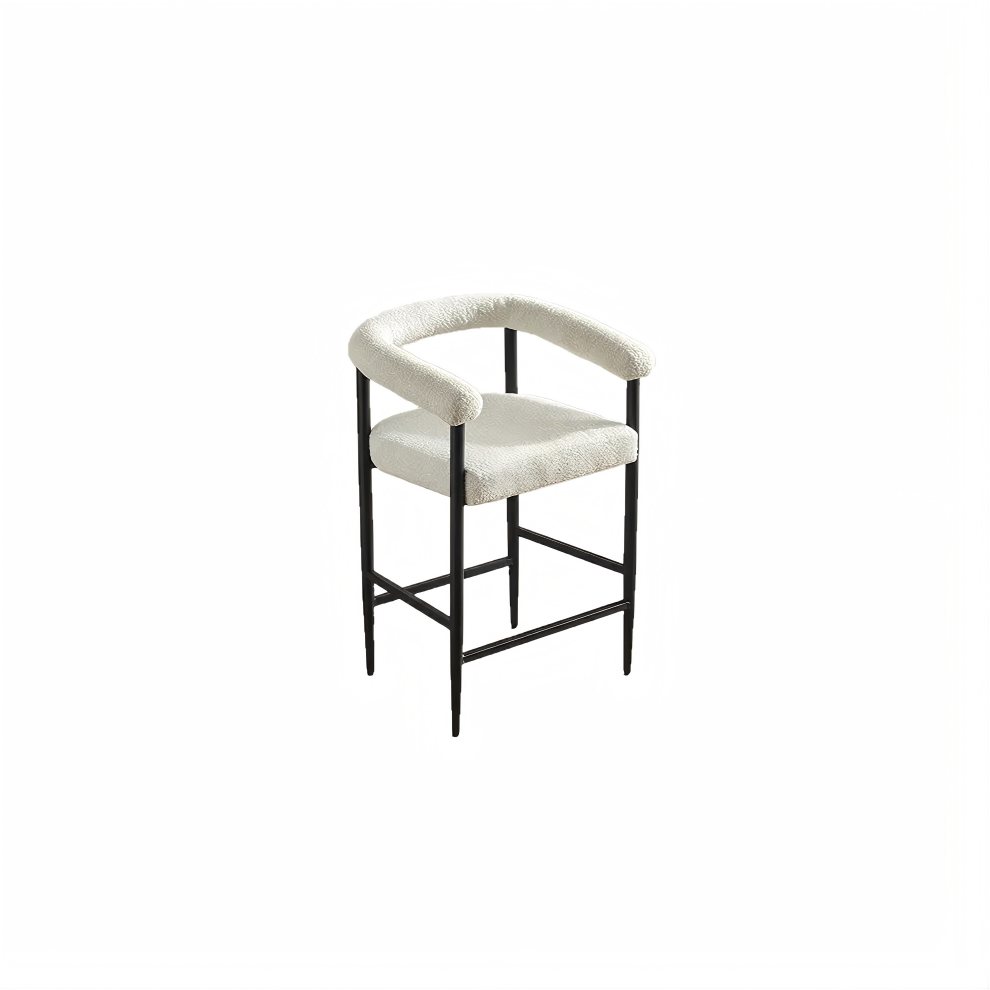 Modern Upholstered Boucle Fabric Counter Height Bar Stools