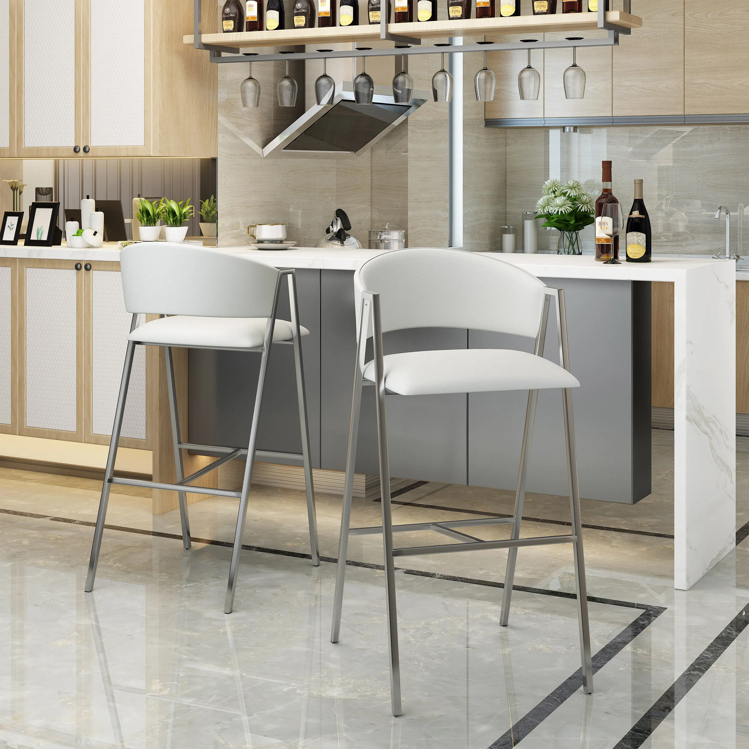 Modern Upholstered Low Back Bar Stools Modern Upholstered Low Back Bar Stools
