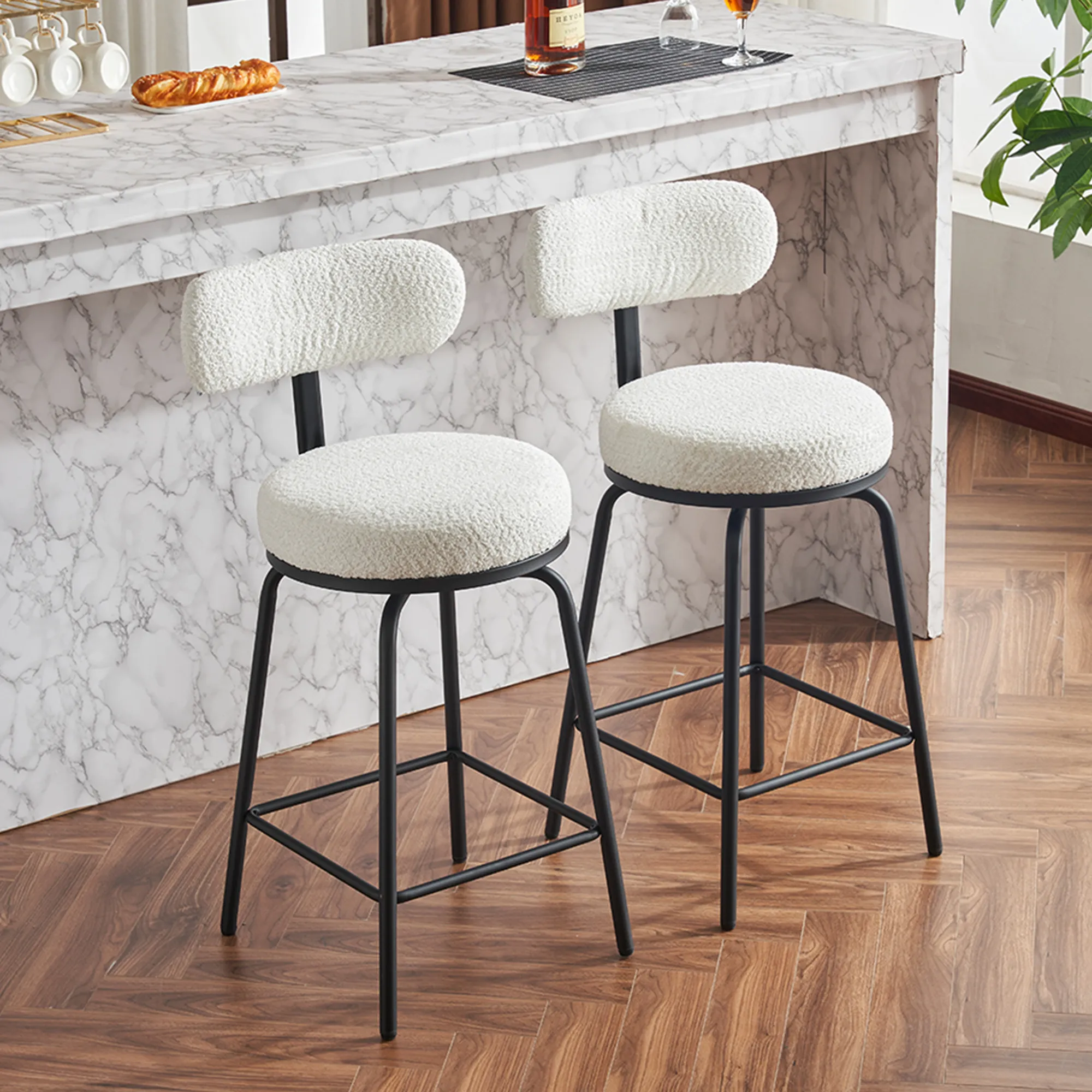 Modern Swivel Upholstered Fabric Counter Stools Modern Swivel Upholstered Fabric Counter Stools