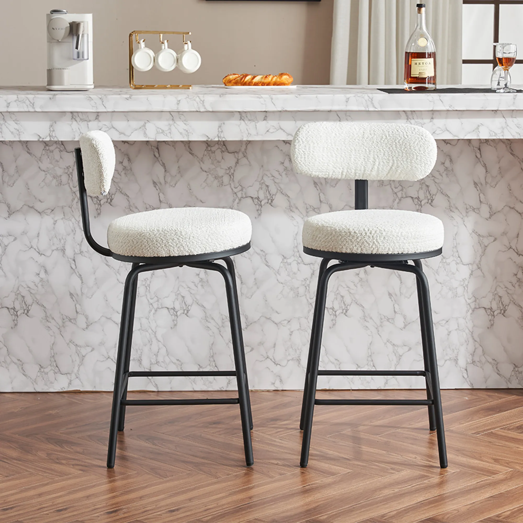 Modern Swivel Upholstered Fabric Counter Stools Modern Swivel Upholstered Fabric Counter Stools