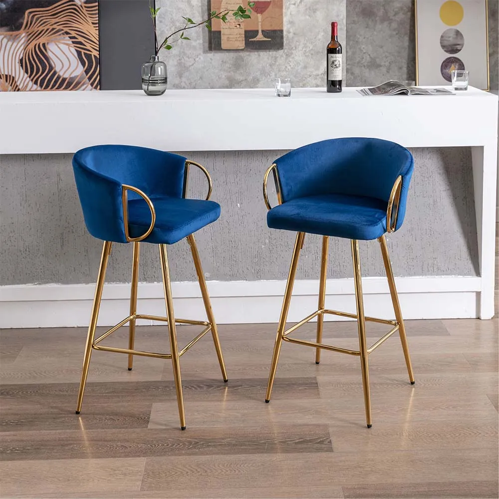Modern Luxury Counter Height Velvet Fabric Bar Stools Modern Luxury Counter Height Velvet Fabric Bar Stools