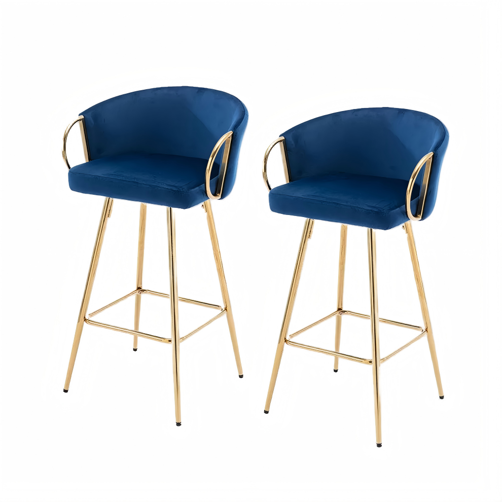 Modern Luxury Counter Height Velvet Fabric Bar Stools