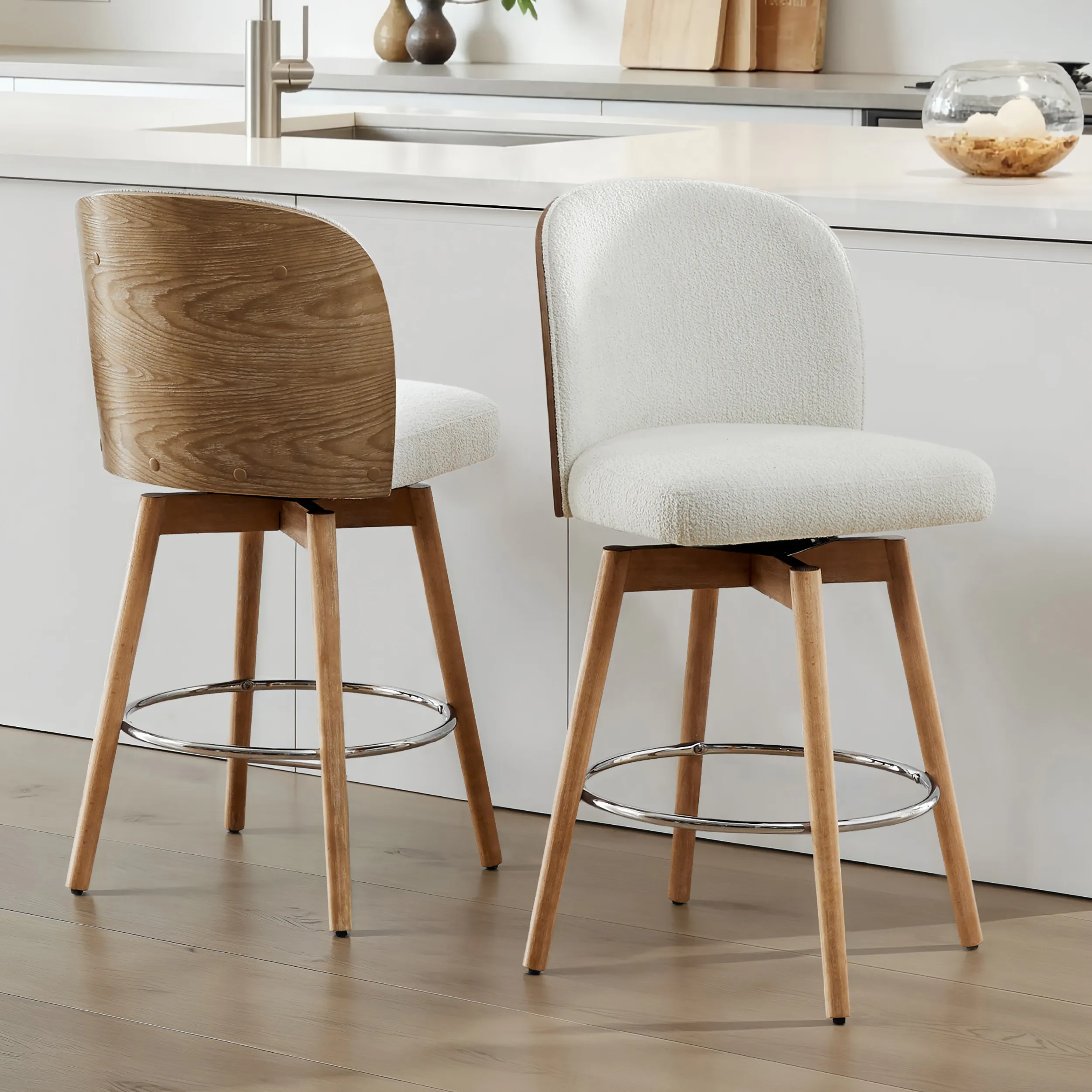 Modern Upholstered Swivel Solid Wood Counter Stools Modern Upholstered Swivel Solid Wood Counter Stools