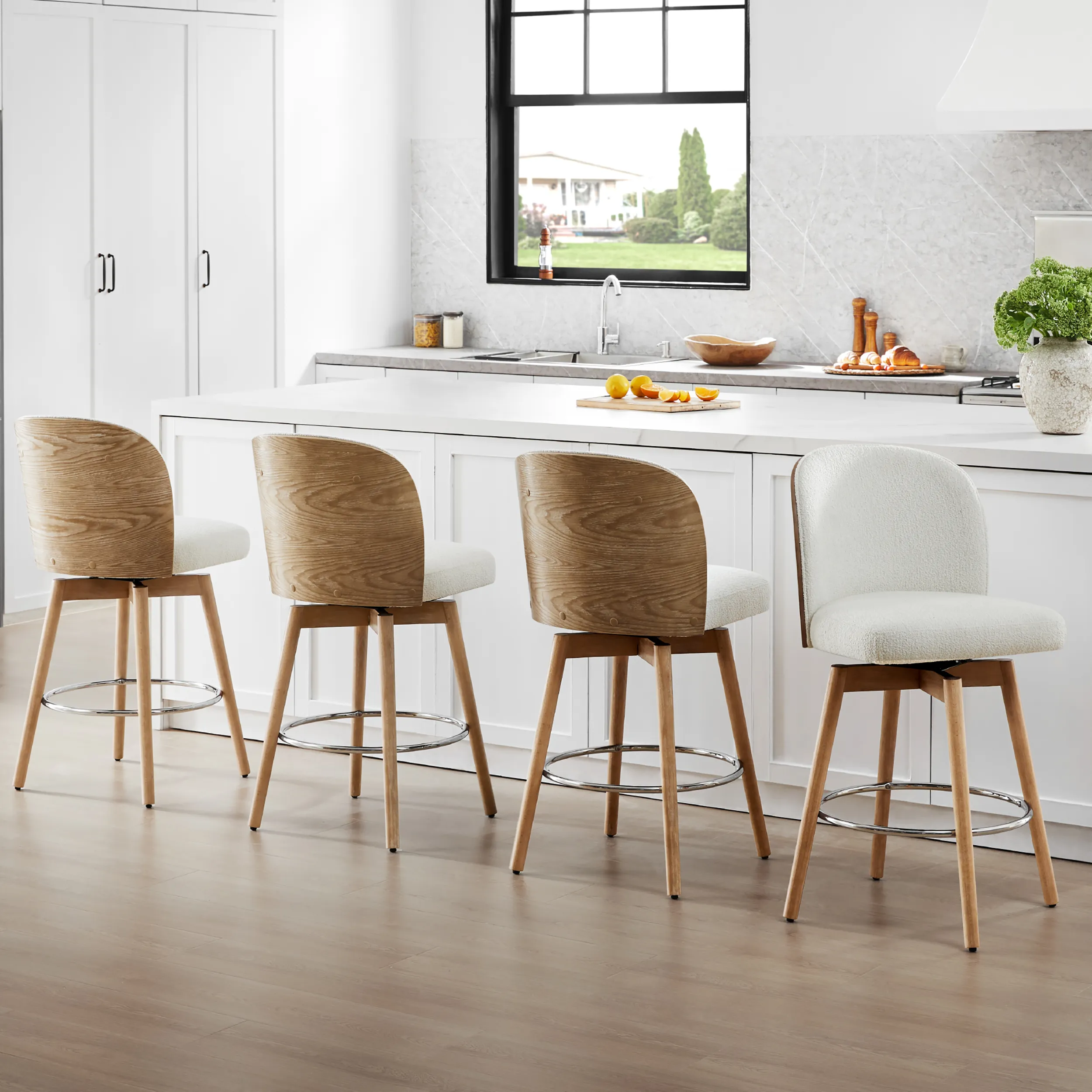 Modern Upholstered Swivel Solid Wood Counter Stools Modern Upholstered Swivel Solid Wood Counter Stools