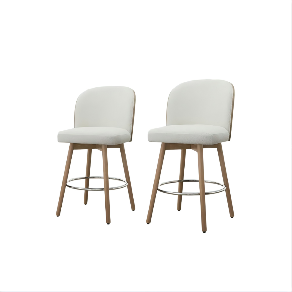 Modern Upholstered Swivel Solid Wood Counter Stools