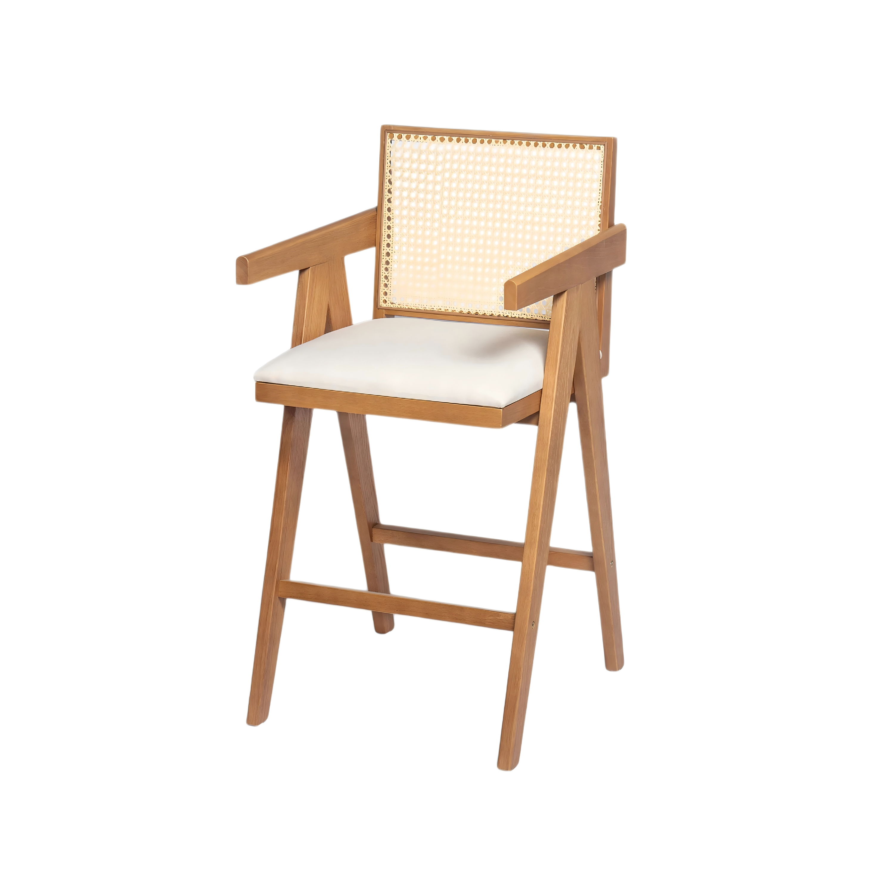 Farmhouse Solid Wood Rattan Counter Stools