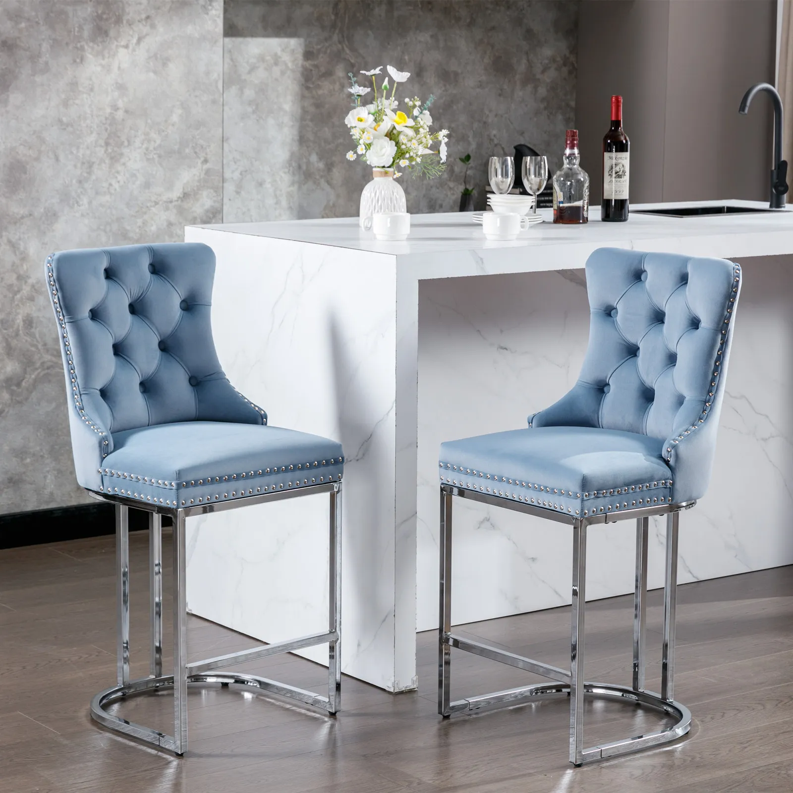 Modern Upholstered Velvet Counter Stools Modern Upholstered Velvet Counter Stools