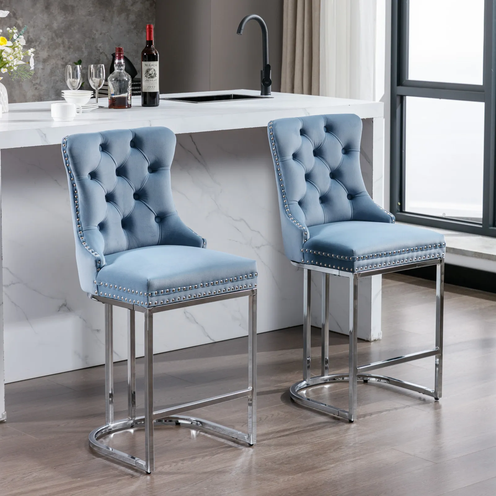 Modern Upholstered Velvet Counter Stools Modern Upholstered Velvet Counter Stools
