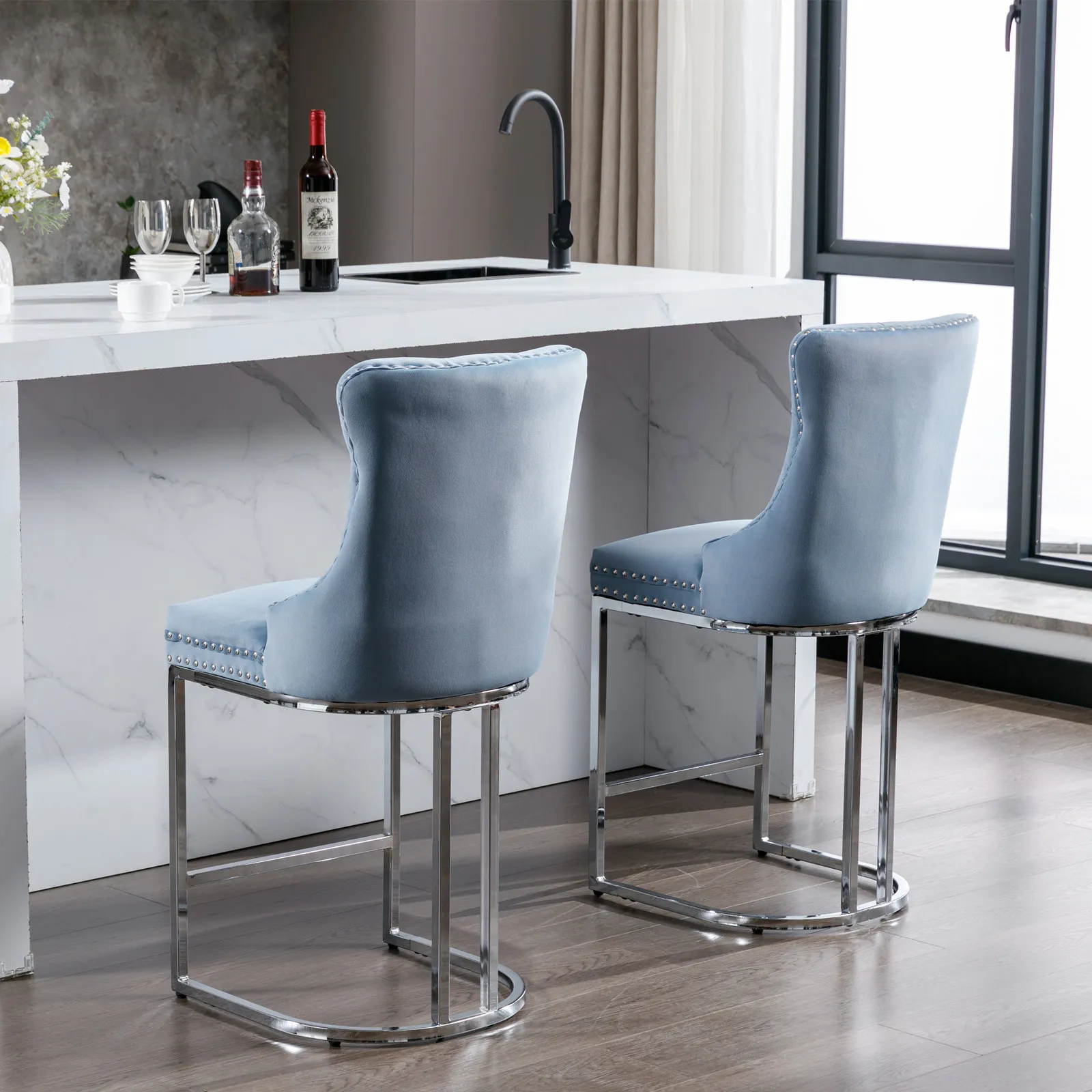 Modern Upholstered Velvet Counter Stools Modern Upholstered Velvet Counter Stools