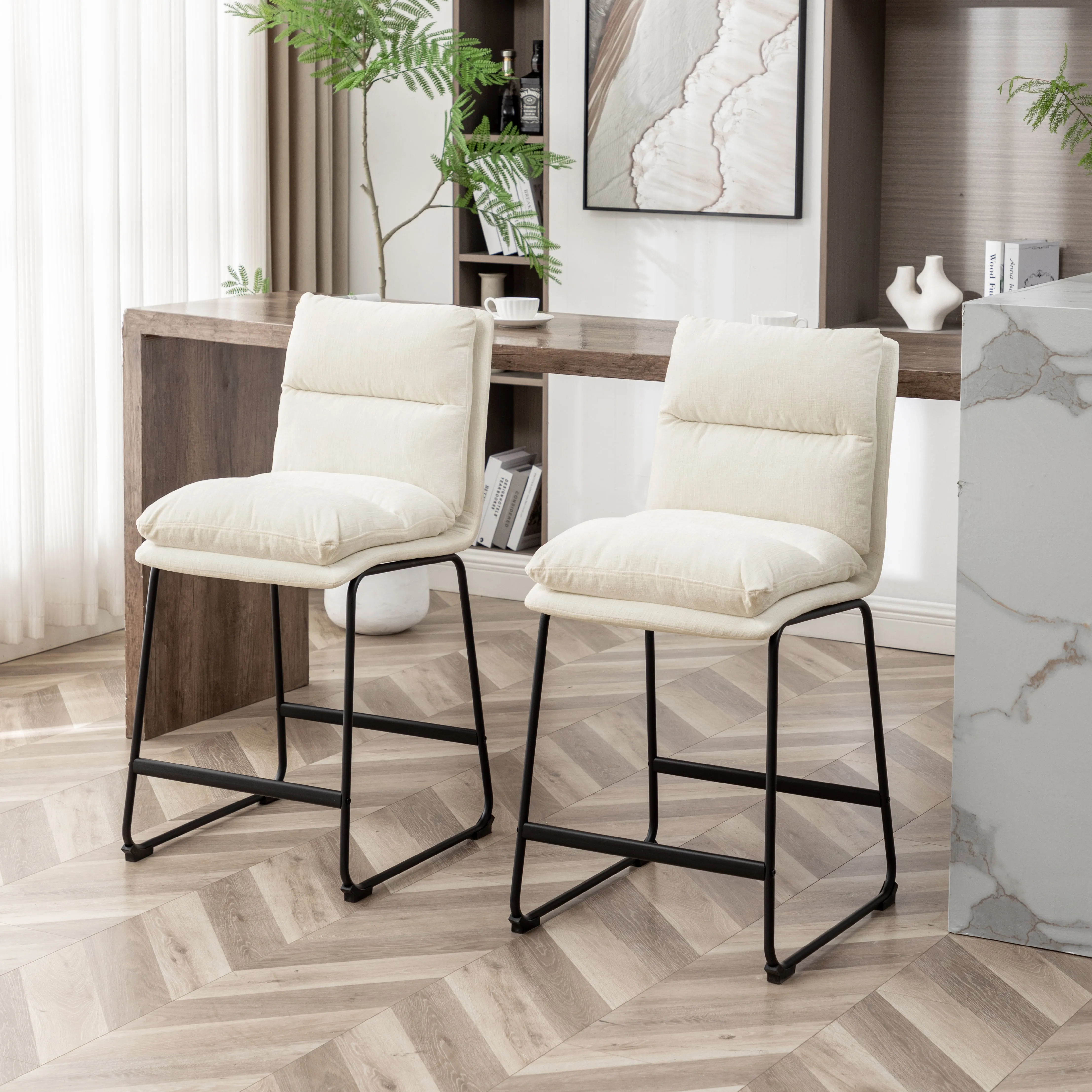 Modern Upholstered Leather Counter Stools 