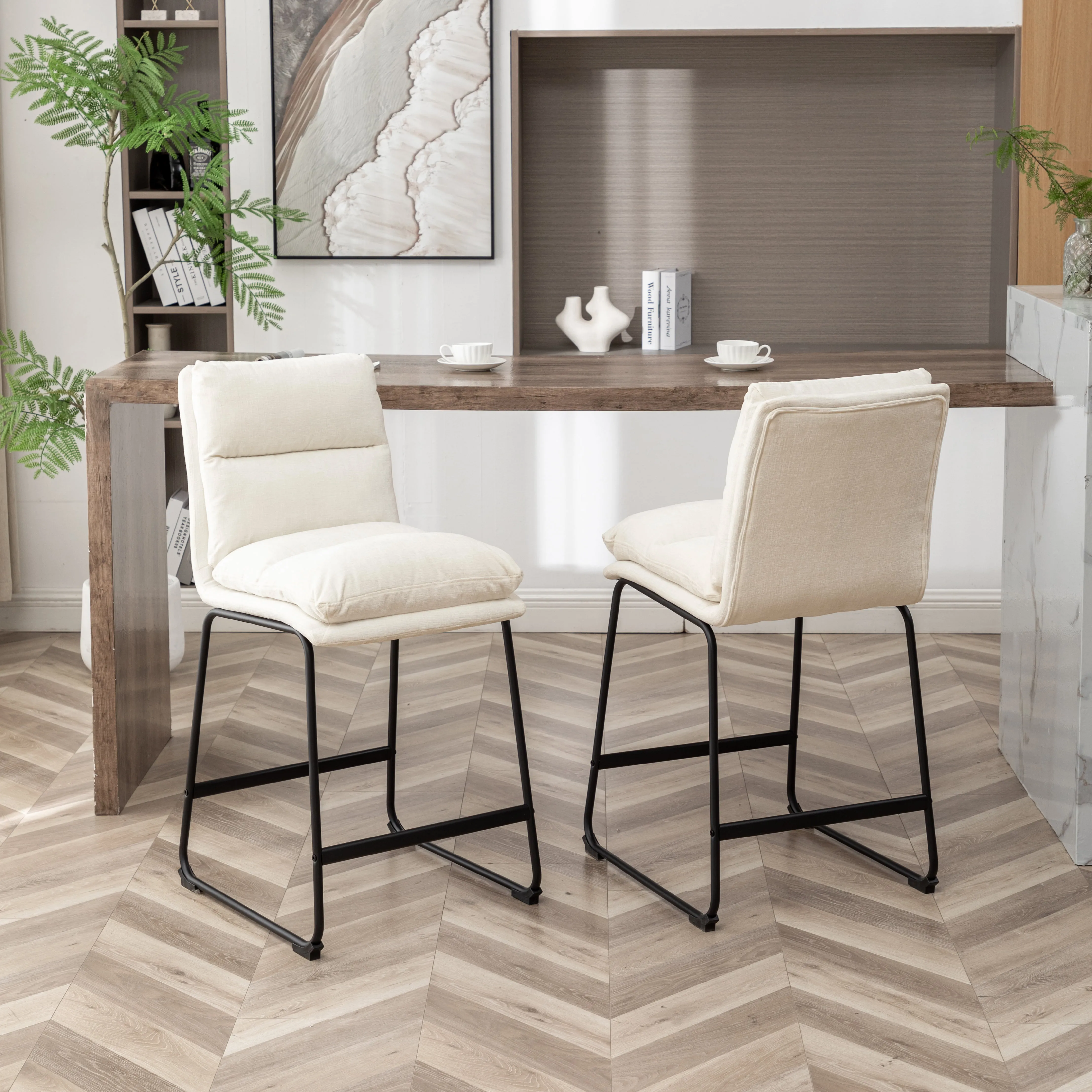 Modern Upholstered Leather Counter Stools 