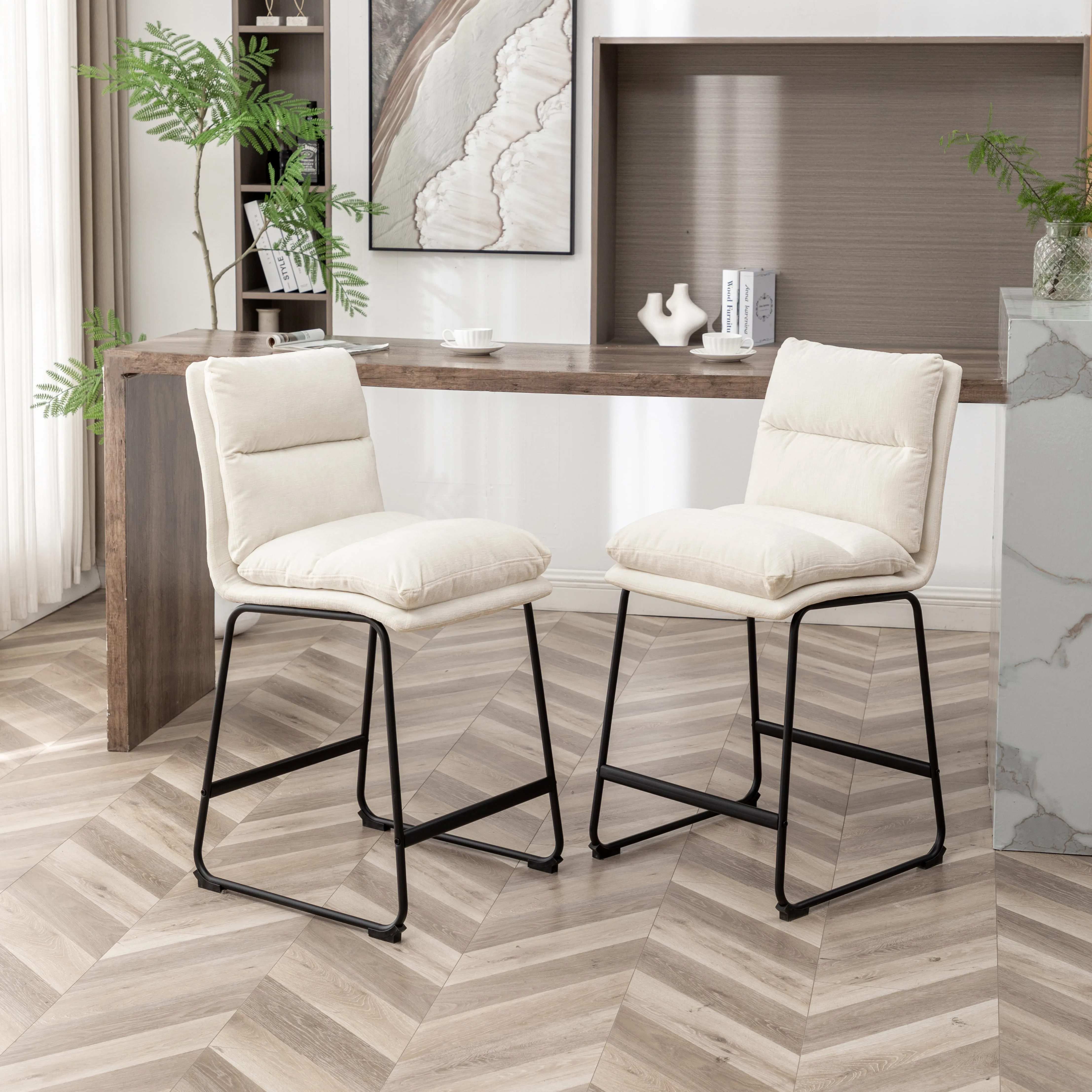 Modern Upholstered Leather Counter Stools 