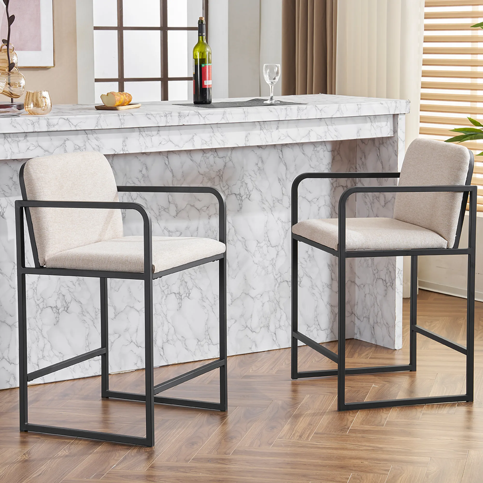 Modern Counter Height Upholstered Bar Stools