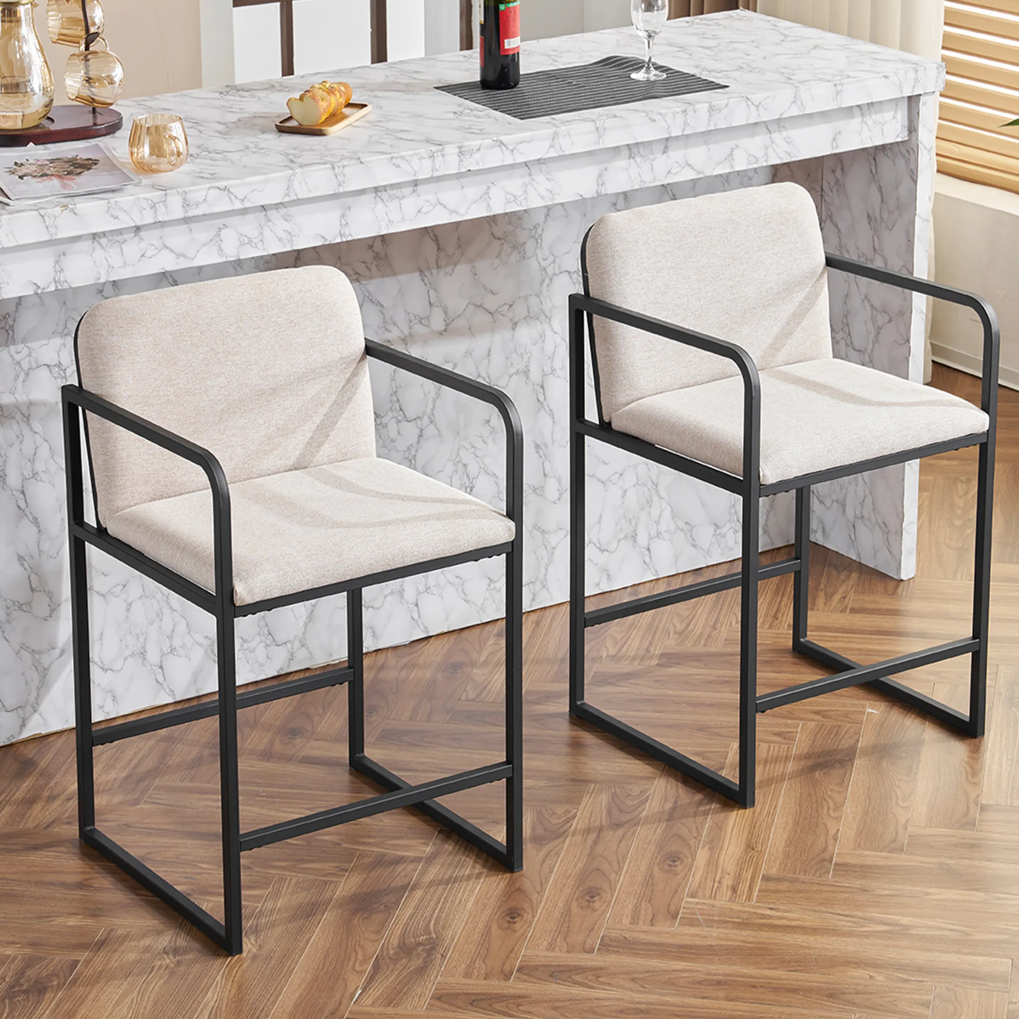 Modern Counter Height Upholstered Bar Stools