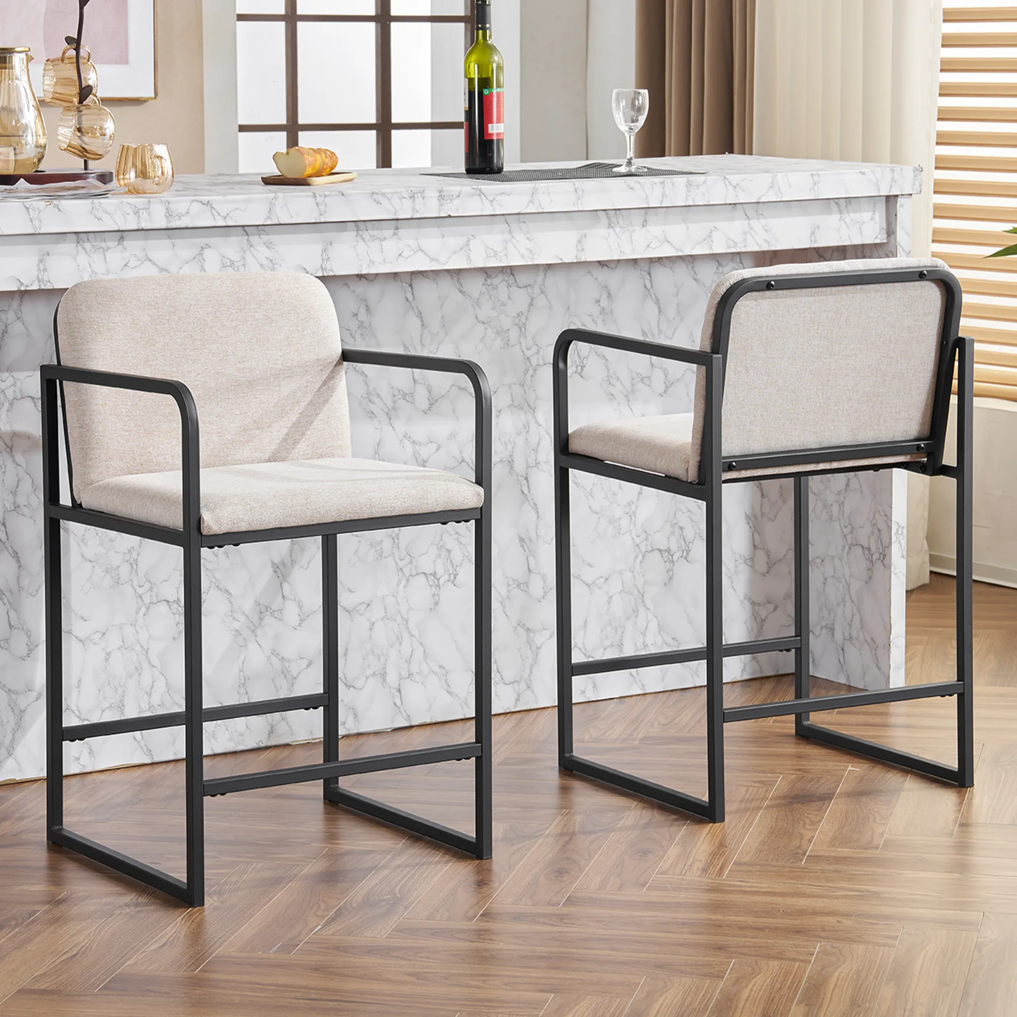 Modern Counter Height Upholstered Bar Stools