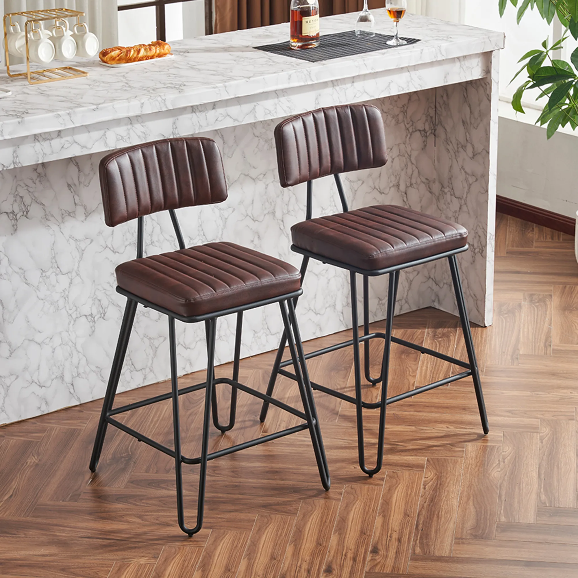 PU Leather Counter Height Bar Stools