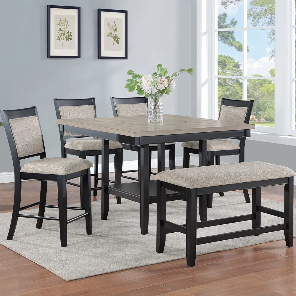 Farmhouse Style Solid Wood Counter Height Bar Stools 