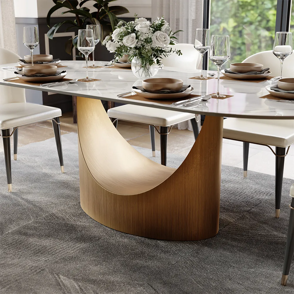 Oval Glossy Sintered Stone Dining Table