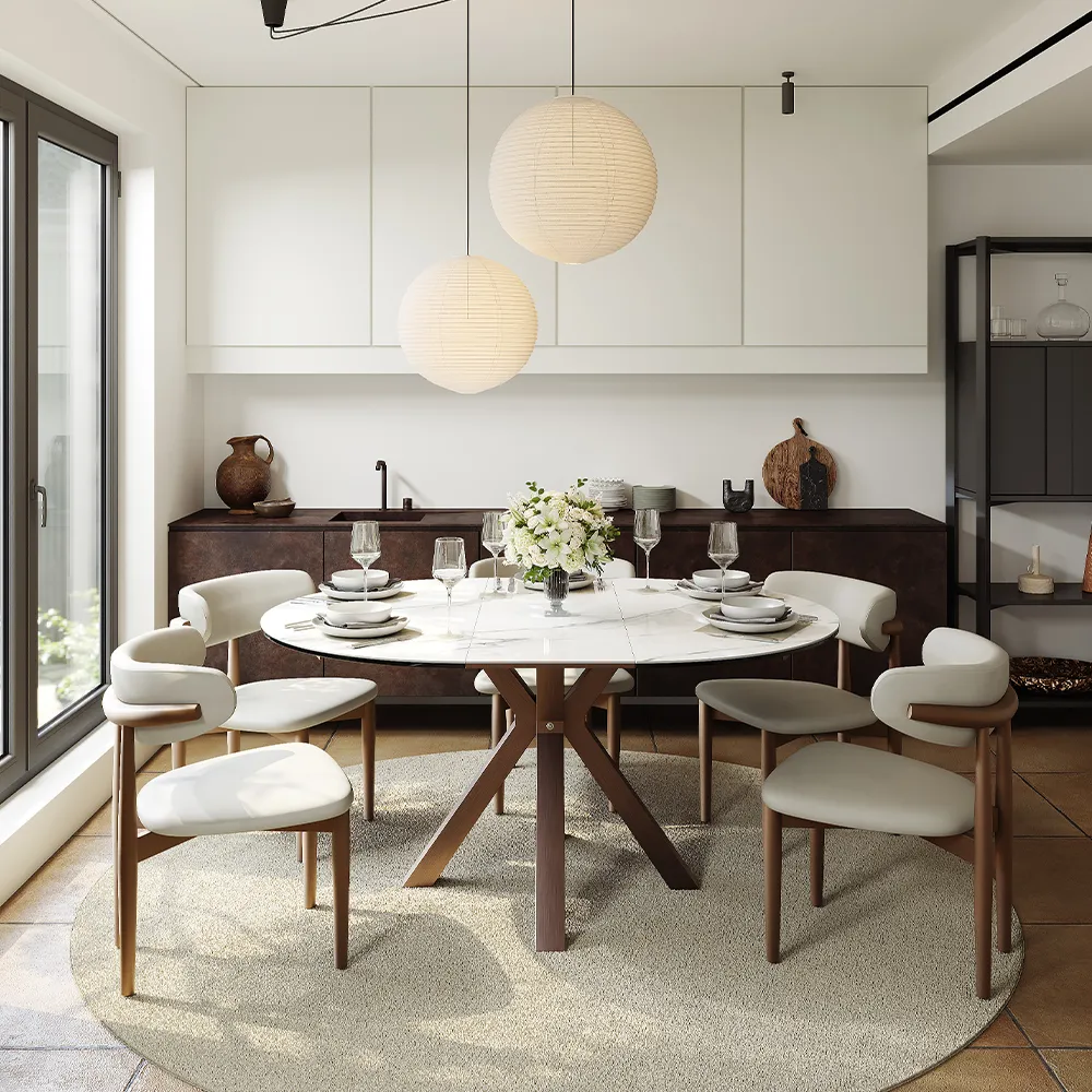 Oval Glossy Sintered Stone Extendable Dining Table Oval Glossy Sintered Stone Extendable Dining Table