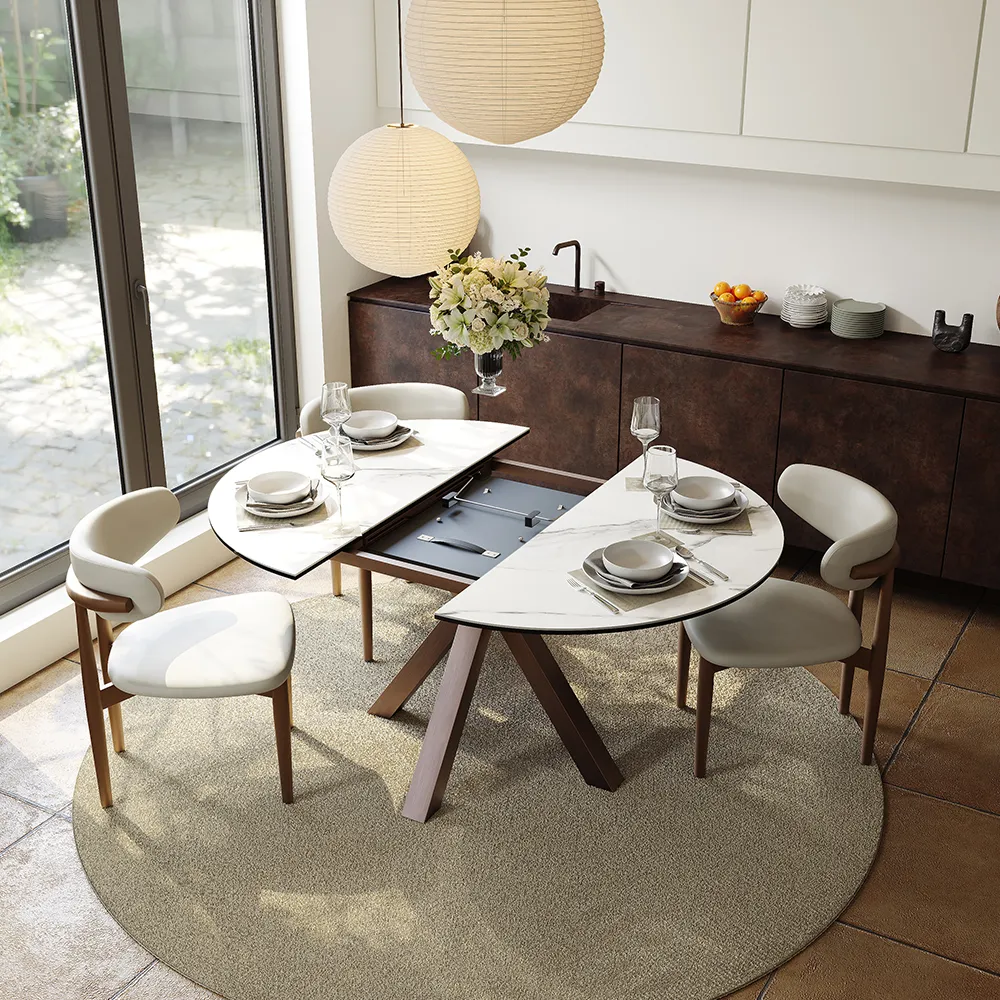 Oval Glossy Sintered Stone Extendable Dining Table Oval Glossy Sintered Stone Extendable Dining Table