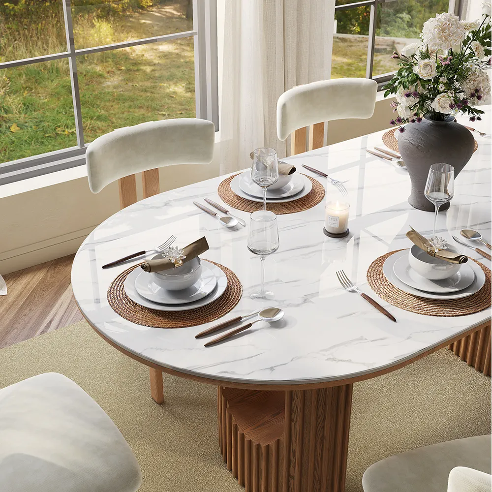 Oval Glossy Sintered Stone Dining Table Oval Glossy Sintered Stone Dining Table