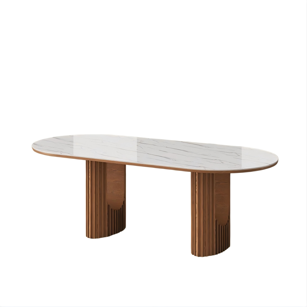 Oval Glossy Sintered Stone Dining Table