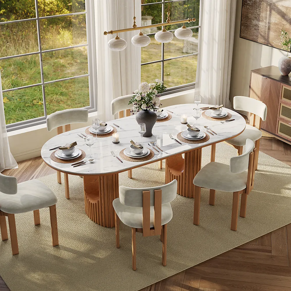 Oval Glossy Sintered Stone Dining Table Oval Glossy Sintered Stone Dining Table