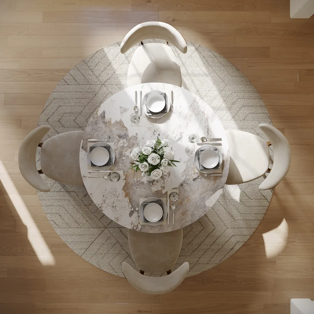 Round Glossy Sintered Stone Dining Table Round Glossy Sintered Stone Dining Table