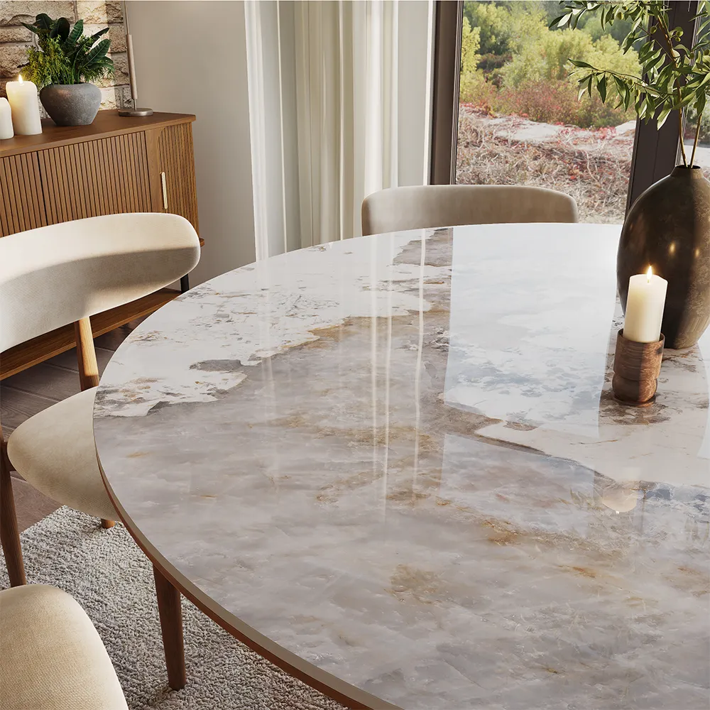 Round Glossy Sintered Stone Dining Table Round Glossy Sintered Stone Dining Table