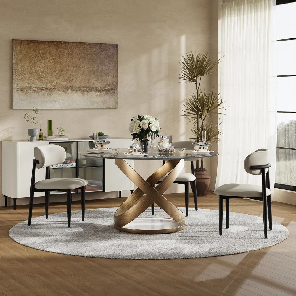 Round Tempered Glass Dining Table