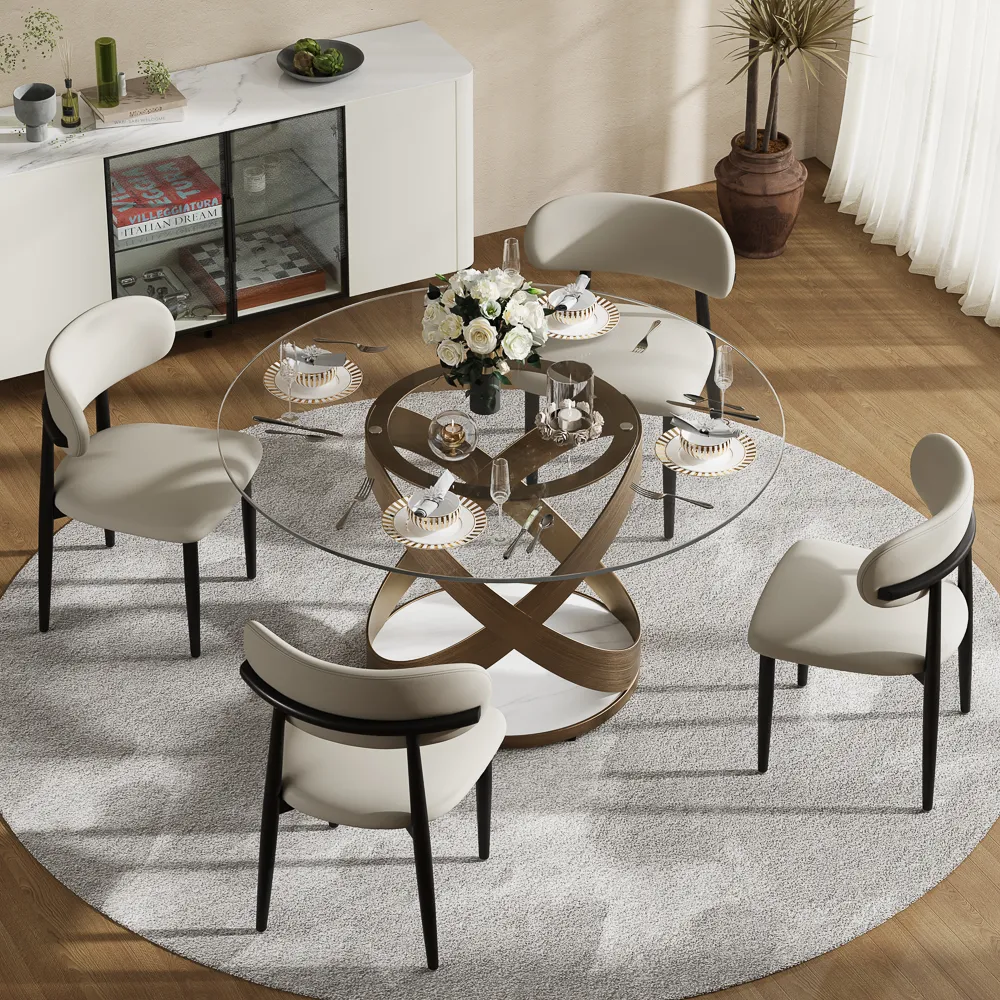 Round Tempered Glass Dining Table