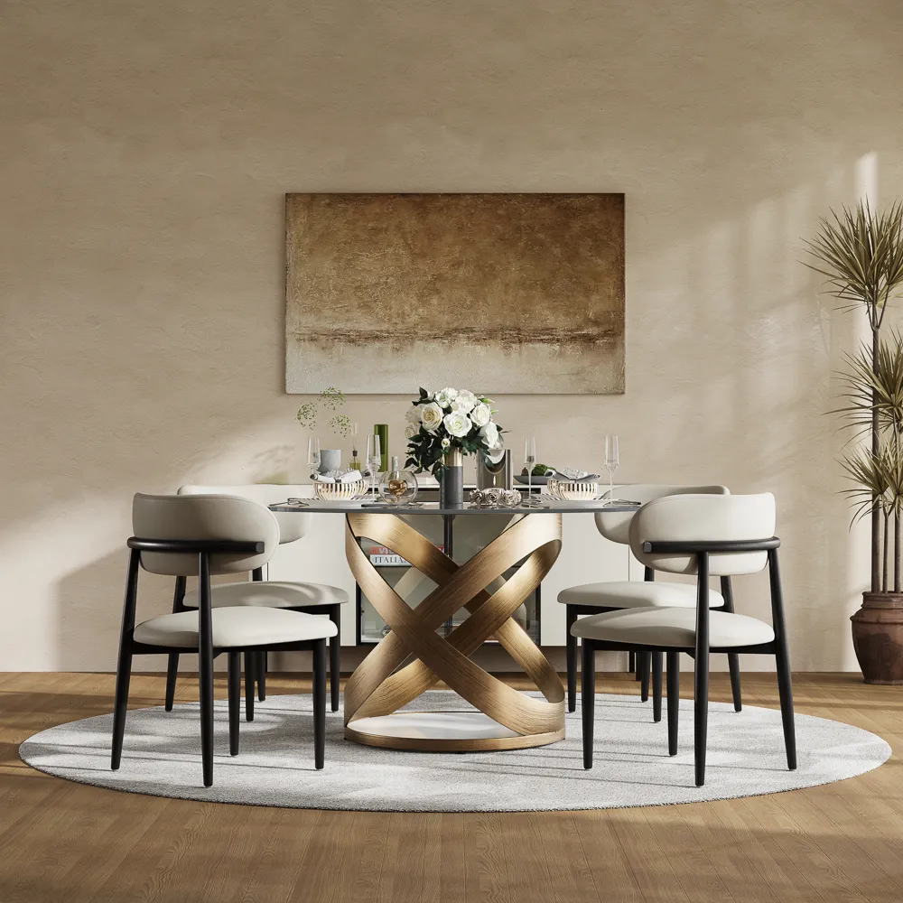 Round Tempered Glass Dining Table