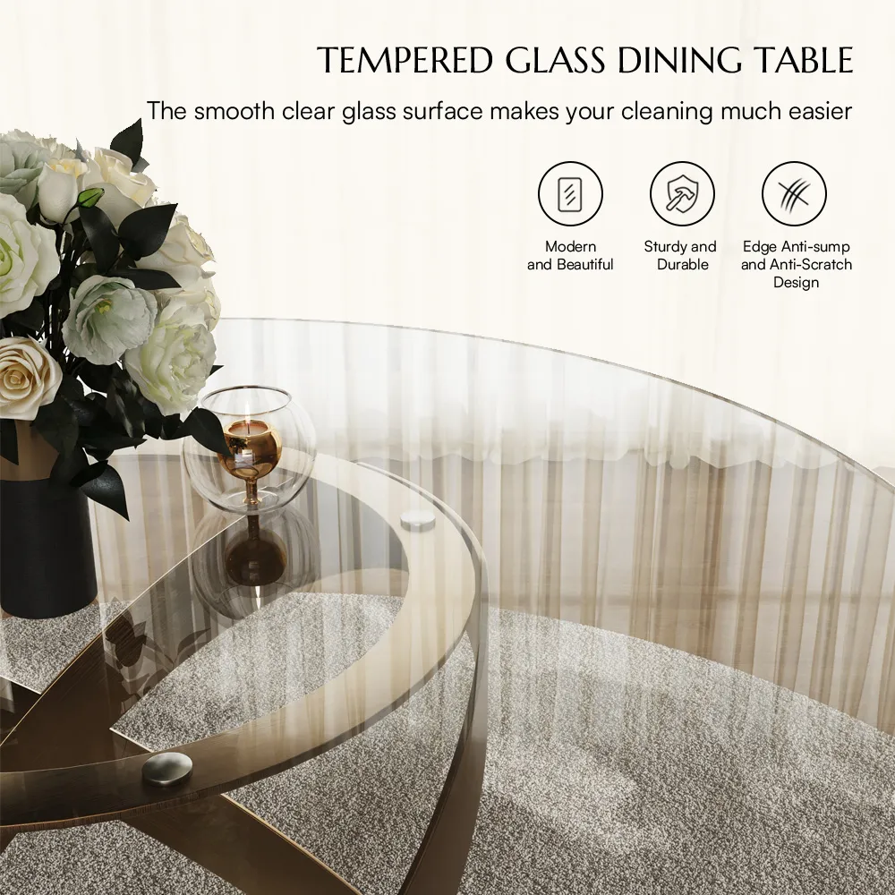 Round Tempered Glass Dining Table