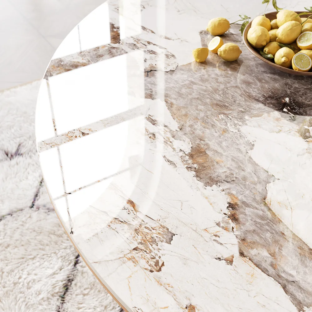 Round Glossy Sintered Stone Dining Table Round Glossy Sintered Stone Dining Table