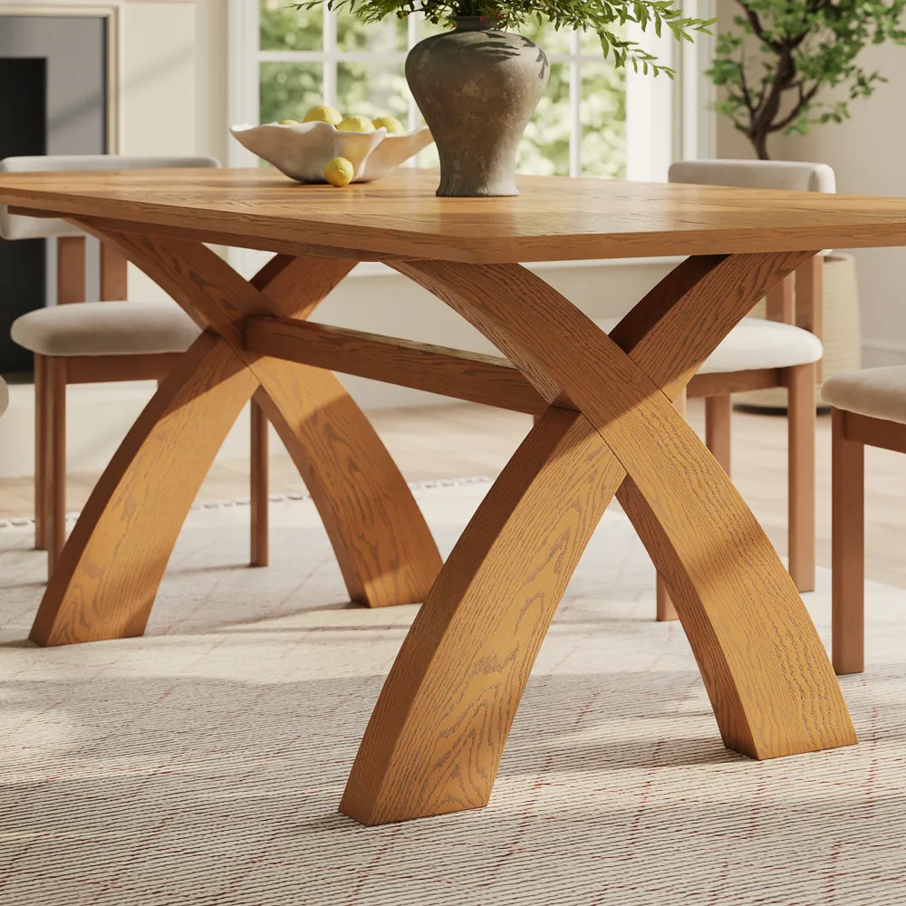 Mid-Century Trestle Wooden Dining Table Mid-Century Trestle Wooden Dining Table