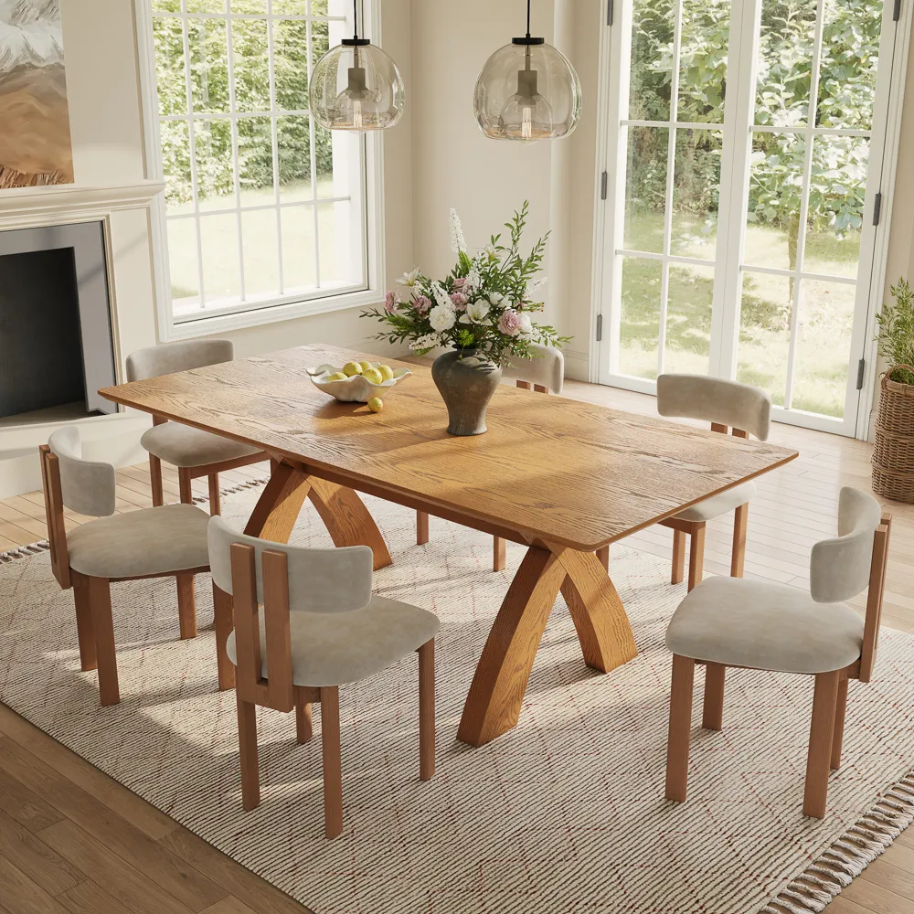 Mid-Century Trestle Wooden Dining Table Mid-Century Trestle Wooden Dining Table
