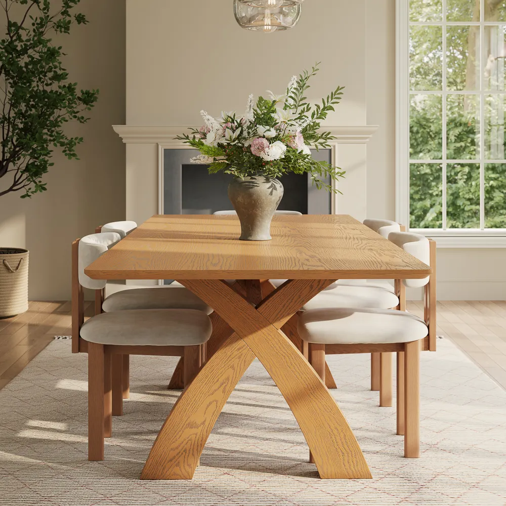 Mid-Century Trestle Wooden Dining Table Mid-Century Trestle Wooden Dining Table