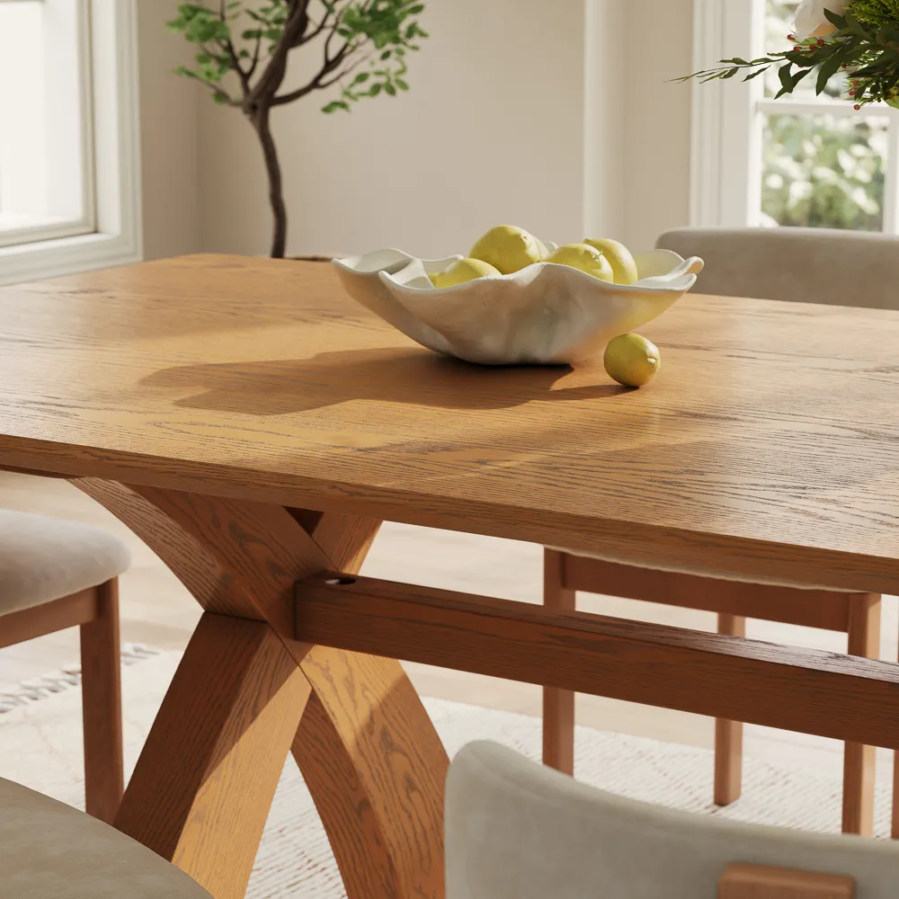 Mid-Century Trestle Wooden Dining Table Mid-Century Trestle Wooden Dining Table