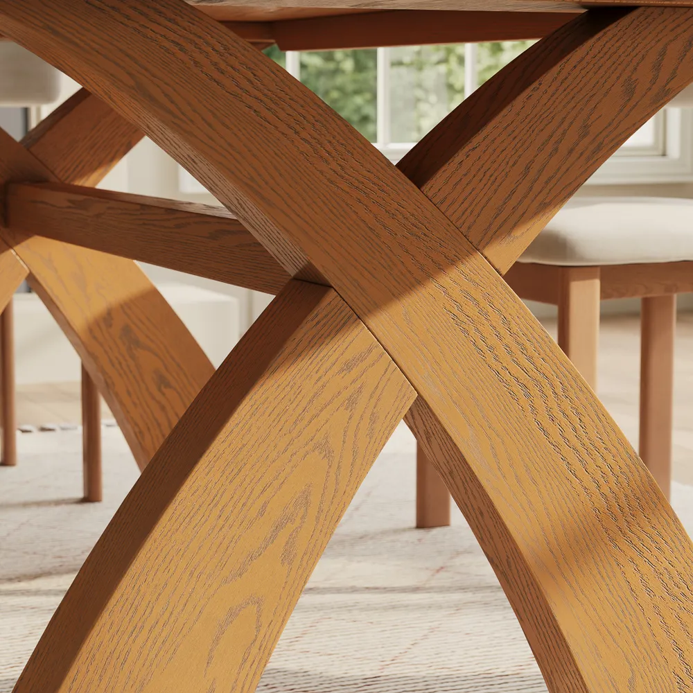 Mid-Century Trestle Wooden Dining Table Mid-Century Trestle Wooden Dining Table