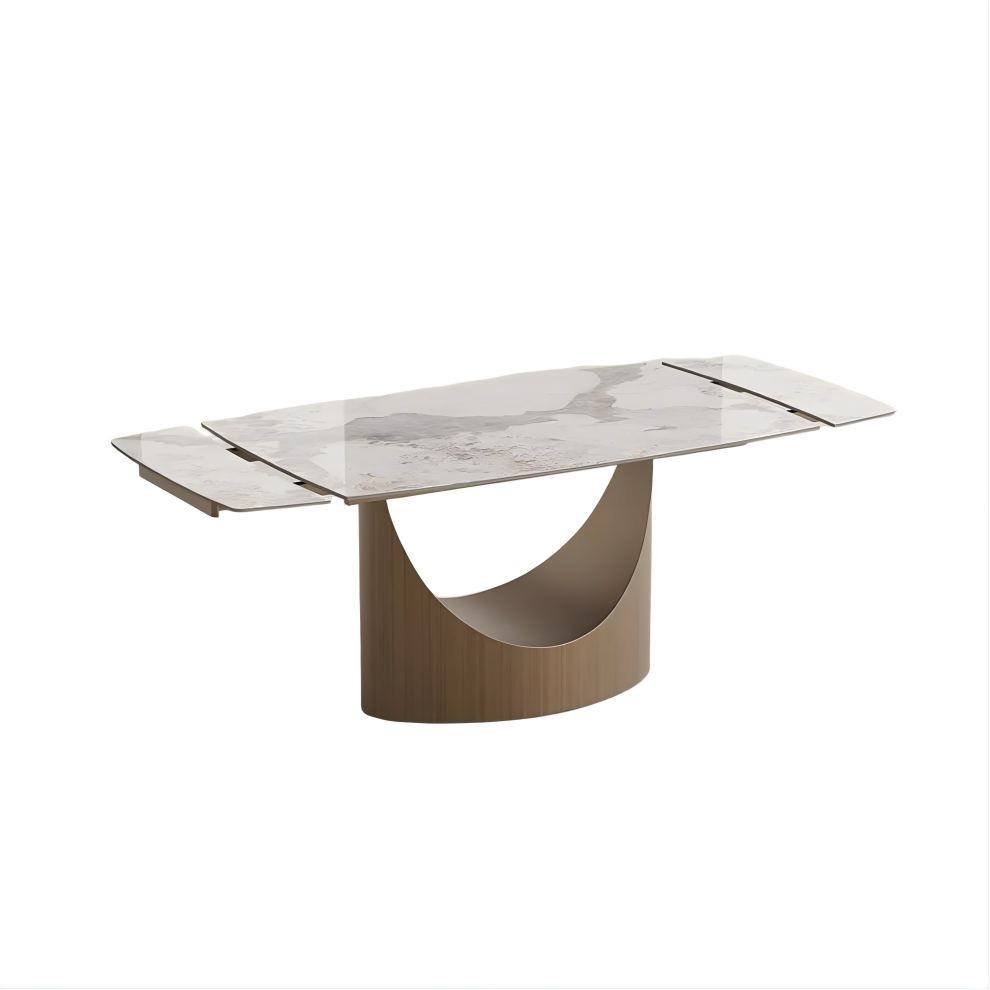 Rectangular Glossy Sintered Stone Extendable Dining Table