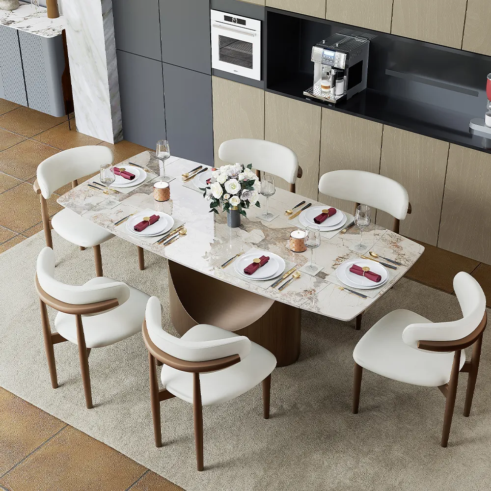 Rectangular Glossy Sintered Stone Extendable Dining Table