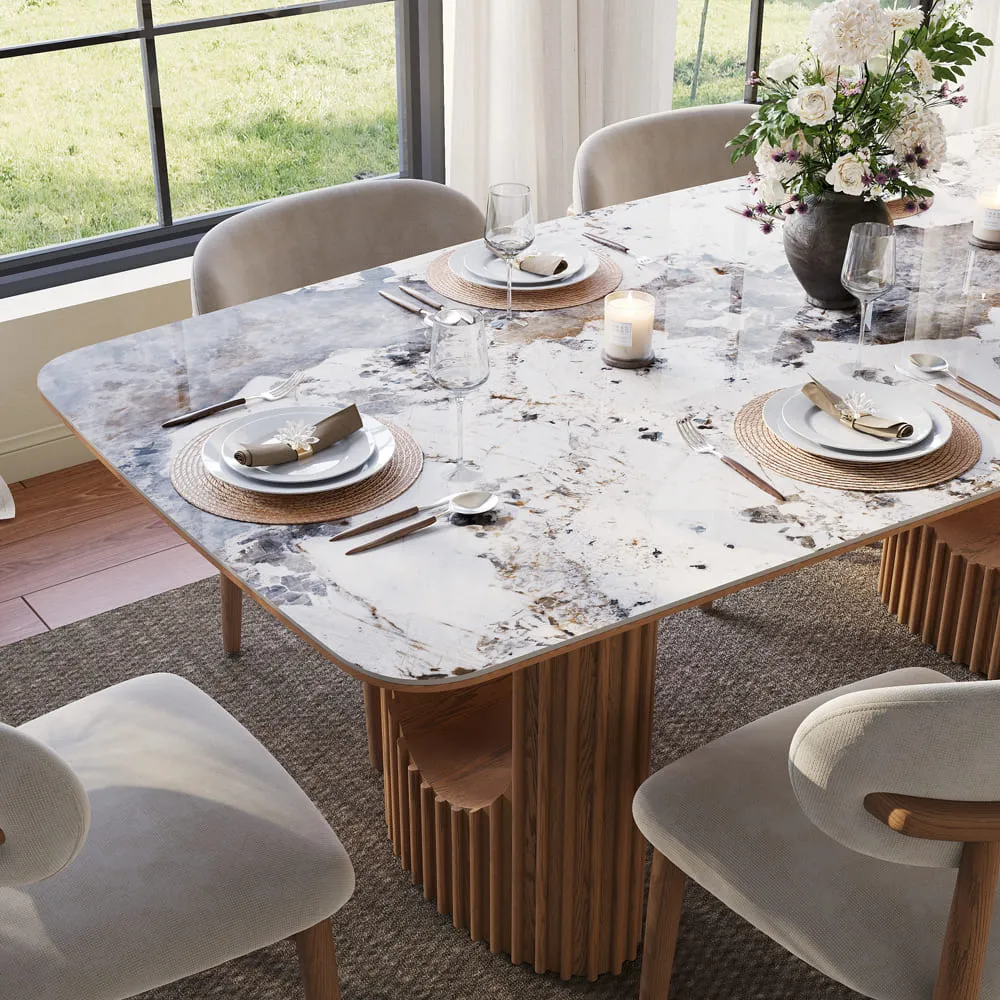 Glossy Sintered Stone Dining Table Glossy Sintered Stone Dining Table