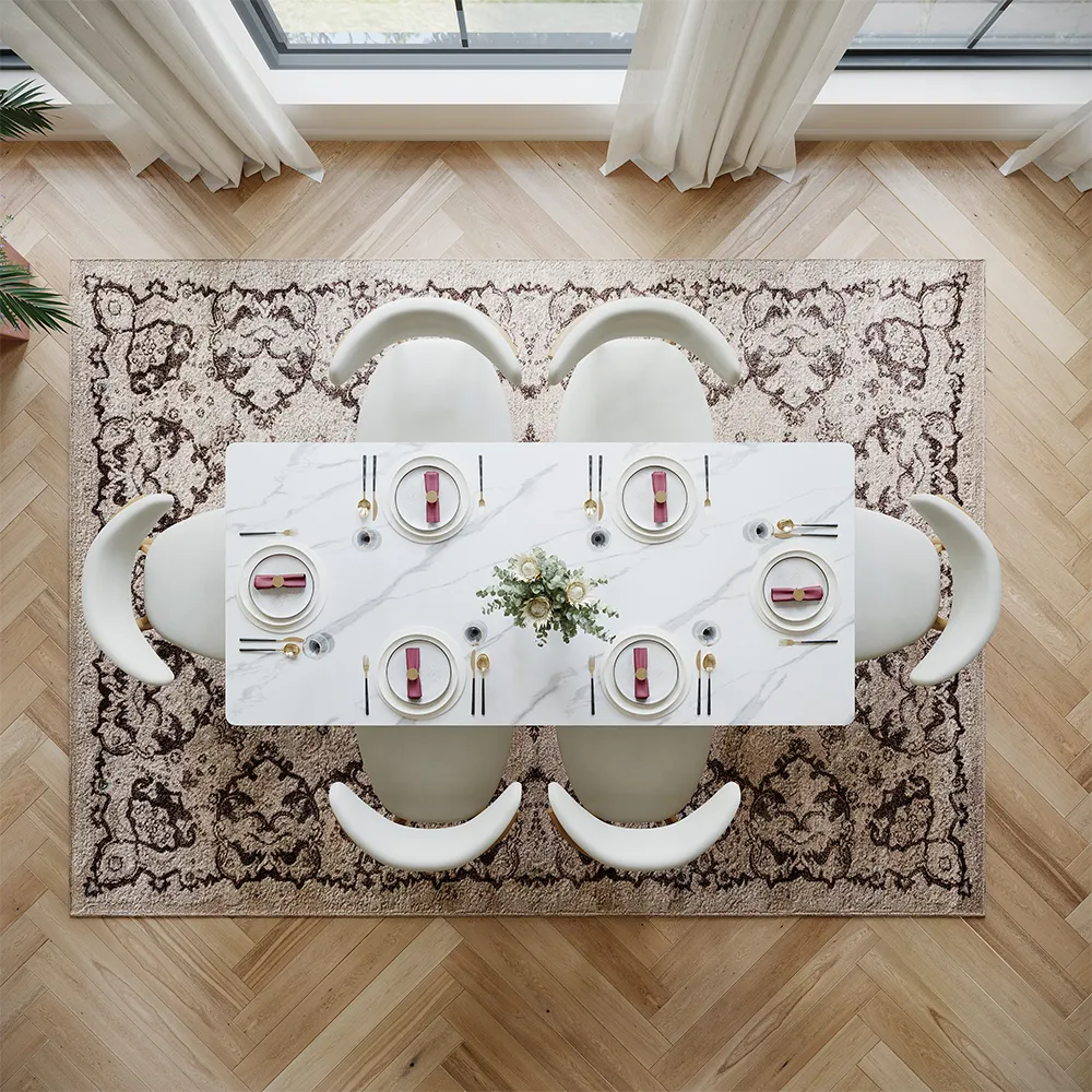 Rectangular Glossy Sintered Stone Dining Table Rectangular Glossy Sintered Stone Dining Table