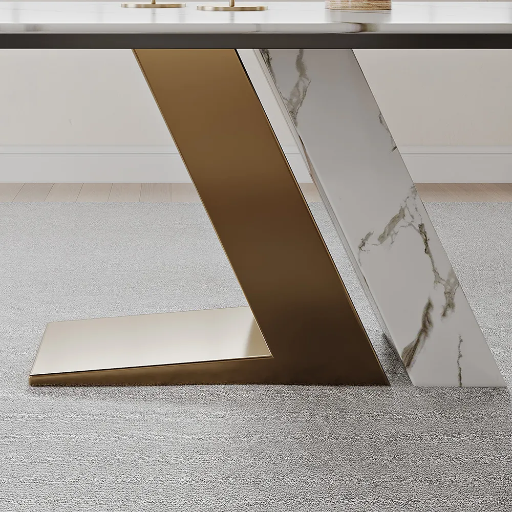 Modern Luxury White Rectangular Dining Table