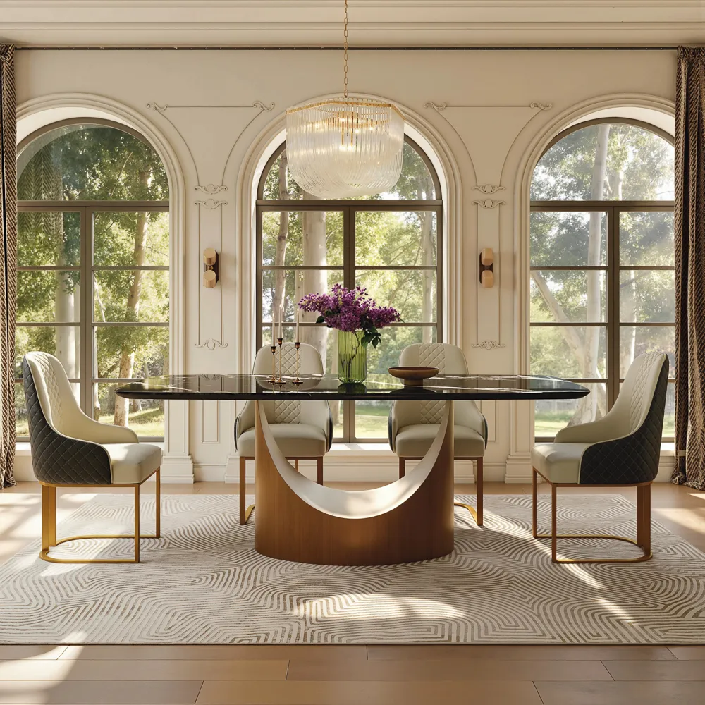 Modern Black Luxury Marble Dining Table