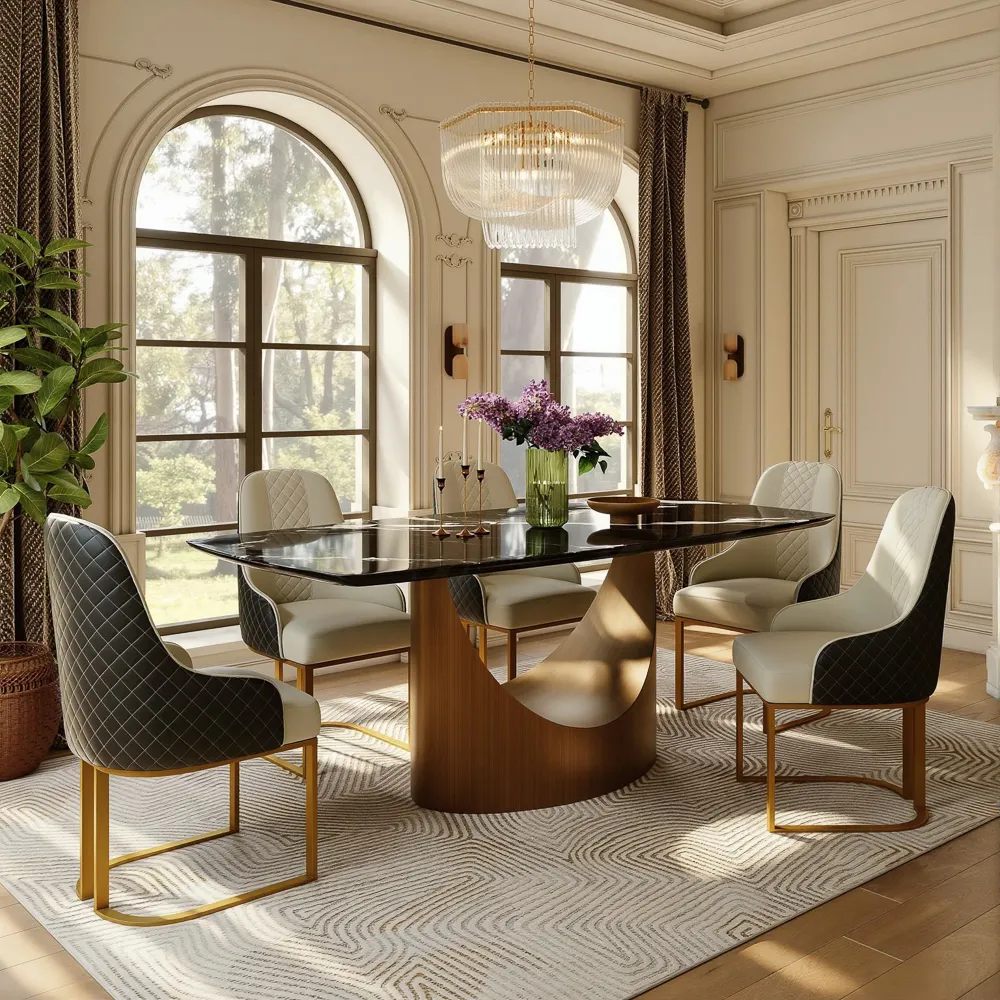 Modern Black Luxury Marble Dining Table