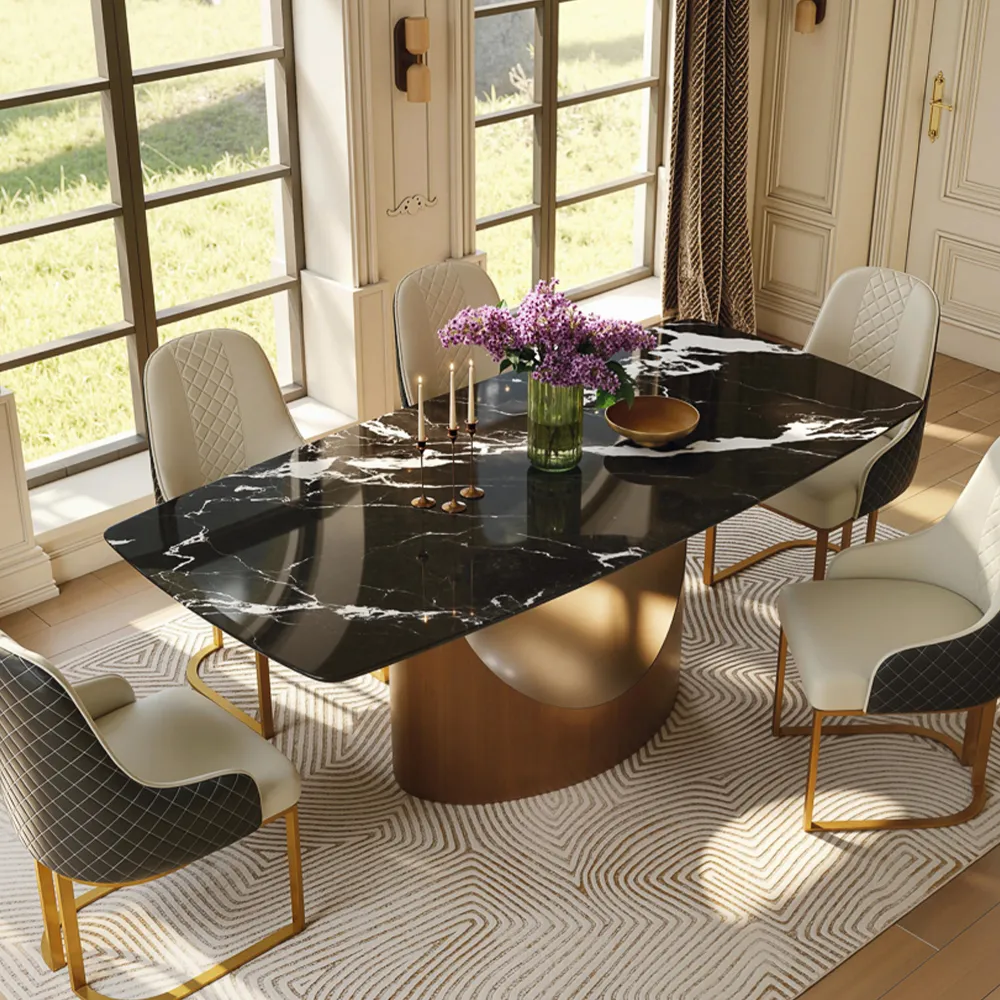 Modern Black Luxury Marble Dining Table