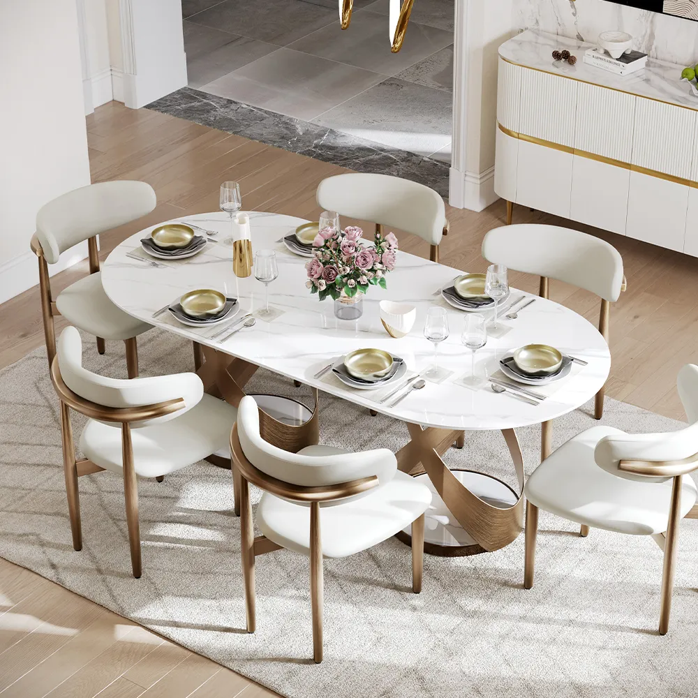 Glossy Sintered Stone Dining Table Glossy Sintered Stone Dining Table
